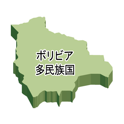 ボリビア多民族国無料フリーイラスト｜漢字・立体(緑)